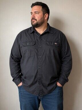 Dickies Black Button-Up Work Shirt